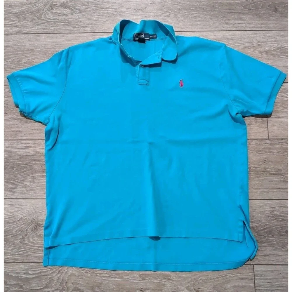 POLO RALPH LAUREN MEN's  SIZE XLT LIGHT BLUE POLO SHIRT W/PONY LOGO  EUC